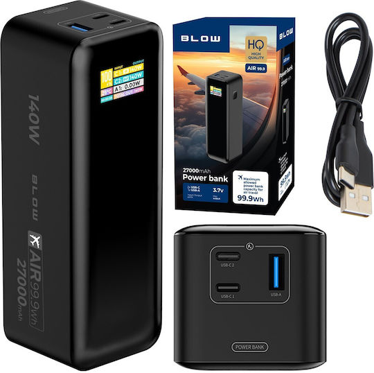 Blow Power Bank 27000mAh 140W with USB-A Port and 2 USB-C Ports Power Delivery Black view 8