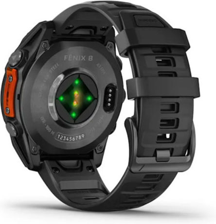 Garmin Fenix 8 Stainless Steel 47mm Waterproof Smartwatch with Heart Rate Monitor (Slate Grey With Black Silicone Band) view 5