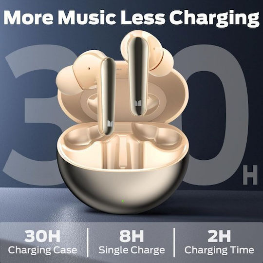 Monster N-Lite 203 In-ear Bluetooth Handsfree Earphones with Sweat Resistance and Charging Case Gold vue 2