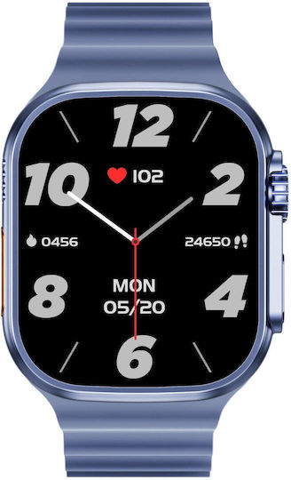 Ws-e9 Ultra 2.2 Inch Ip67 Waterproof Ocean Silicone Band Smart Watch Support Heart Rate Nfc Blue view 2