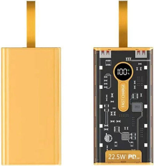 Yesplus YS-919 Power Bank 10000mAh 22.5W with USB-A Port and USB-C Port Yellow