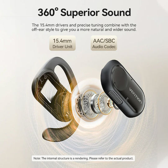 Vention OpenBeat O11 Open Ear Bluetooth Handsfree Earphones with Sweat Resistance and Charging Case Beige vista 6