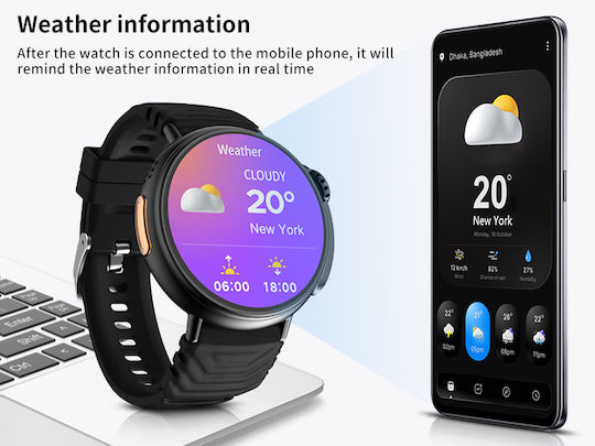 D&k Apel Bluetooth Hd Smartwatch 1.52” Amoled Water Resistant Voice Ai Assistant Gps Tracking Nfc Access Control 24/7 Smart Activity Tracker Hr/spo2 Monitor Black Silicone Strap view 7