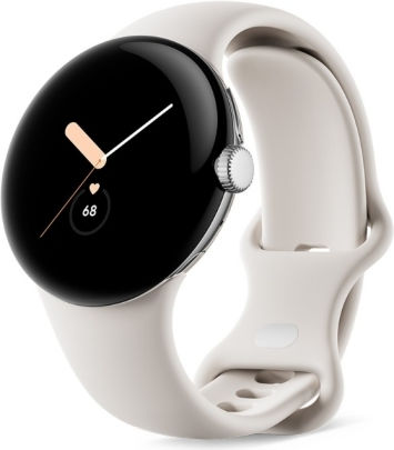 Google Pixel Watch Stainless Steel 41mm with Heart Rate Monitor (Polished Silver case/Chalk Active band) vue 2
