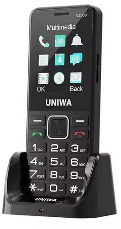 Uniwa V2000 Dual SIM Mobile with Large Buttons Black view 1