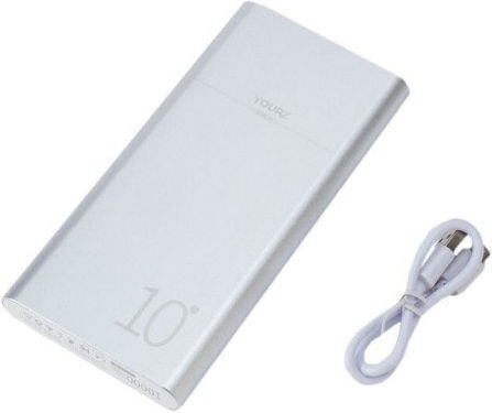 YOURZ Yourz R7 Power Bank 10000mAh with 2 USB-A Ports Silver view 5