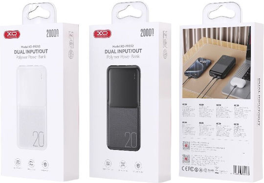 XO PR252 Power Bank 20000mAh with 2 USB-A Ports and USB-C Port Black vue 3
