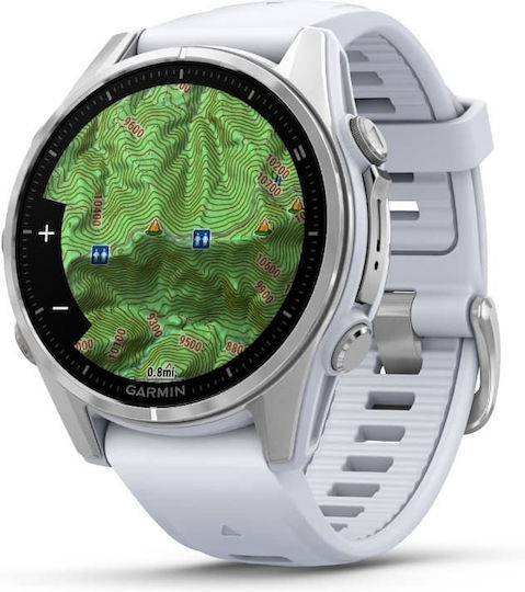Garmin Fenix 8 Stainless Steel 43mm Waterproof Smartwatch with Heart Rate Monitor (Silver with Whitestone Silicone Band) view 2