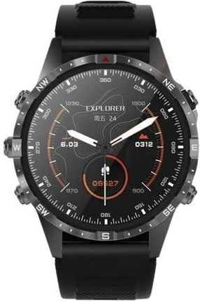 Aoke GT45 Smartwatch with Heart Rate Monitor (Silver Case / Black Silicone Strap) view 3