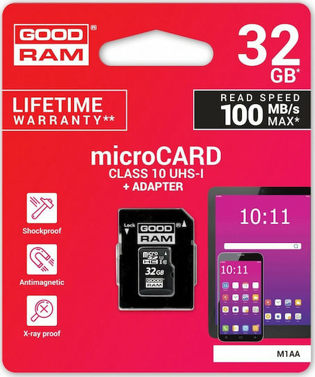 GoodRAM M1AA microSDHC 32GB U1 UHS-I 100MB/s with Adapter