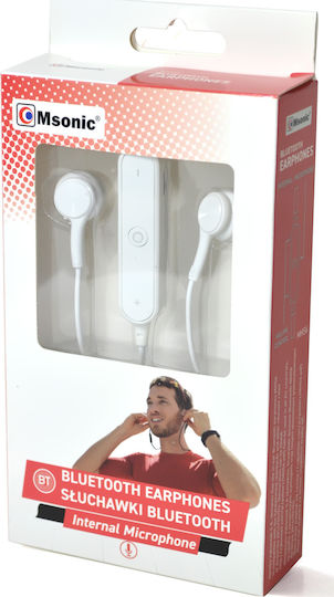 MSonic MHS6W Earbud Bluetooth Handsfree Earphones White view 3
