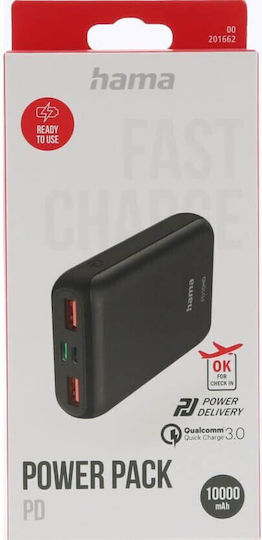 HAMA PD10-HD Power Bank 10000mAh with 2 USB-A Ports and USB-C Port Power Delivery / Quick Charge 3.0 Anthracite view 2