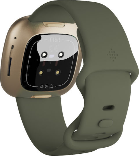Fitbit Versa 3 Waterproof Smartwatch with Heart Rate Monitor (Olive / Soft Gold Aluminum) view 3