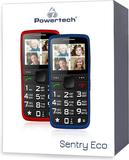 Powertech Sentry Eco Dual SIM Mobile with Large Buttons (Greek Menu) Red view 5