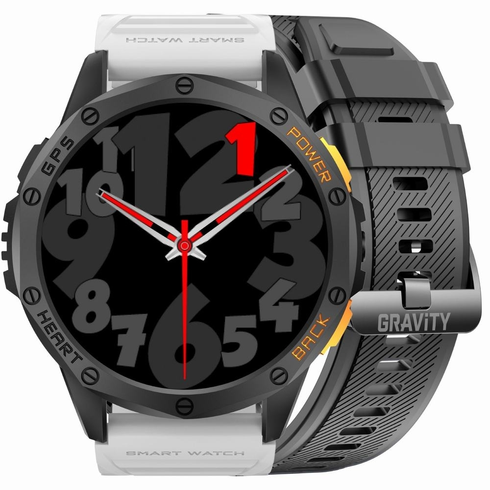 Gravity Gps Gt24-2 Smartwatch Black + White Strap
