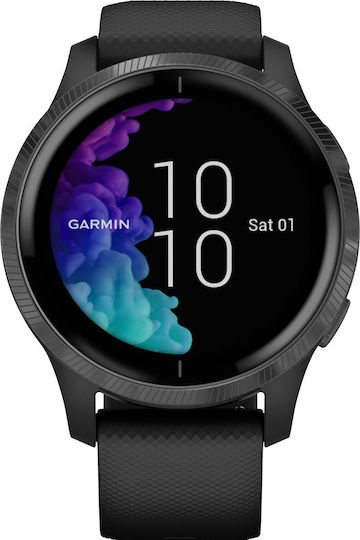 Garmin Venu Stainless Steel 43mm Waterproof Smartwatch with Heart Rate Monitor (Slate / Black)