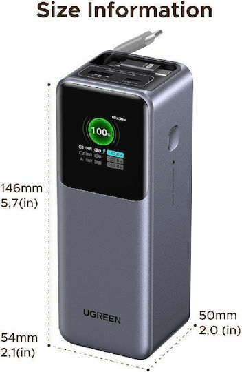 Ugreen PB726/55987B Power Bank 20000mAh 165W with USB-A Port and USB-C Port Power Delivery Gray view 5