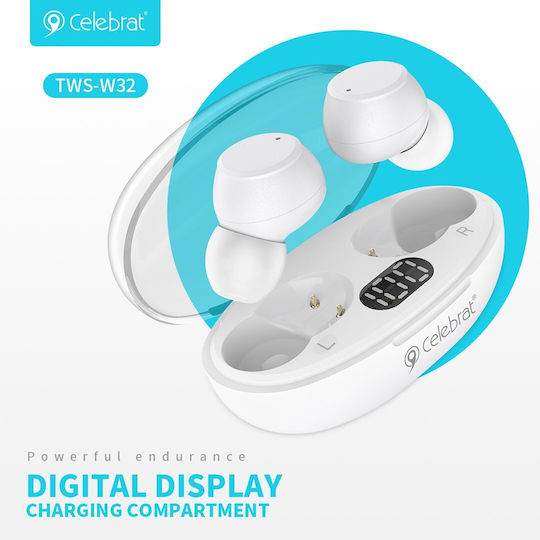Celebrat TWS-W32 In-ear Bluetooth Handsfree Earphones with Charging Case White view 2