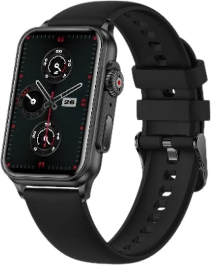 Aoke GH23 Smartwatch with Heart Rate Monitor (Black Case / Black Silicone Strap) vue 3