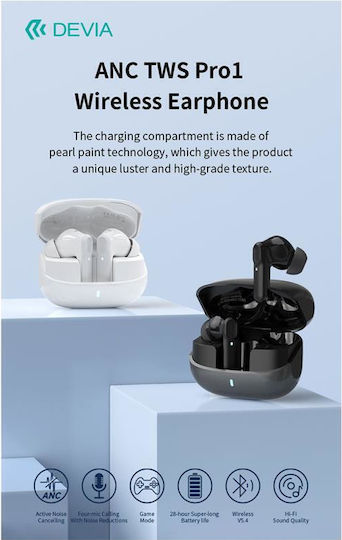 Devia EM408 ANC TWS Pro1 In-ear Bluetooth Handsfree Earphones with Charging Case Black view 4