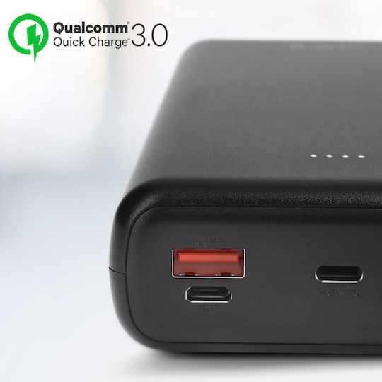 Swissten Power Bank 30000mAh 20W with 2 USB-A Ports and 3 USB-C Ports Power Delivery Black view 6