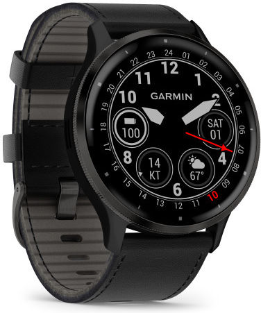 Garmin Venu 3 Stainless Steel 45mm Waterproof Smartwatch with Heart Rate Monitor (Slate with Black Leather) view 3