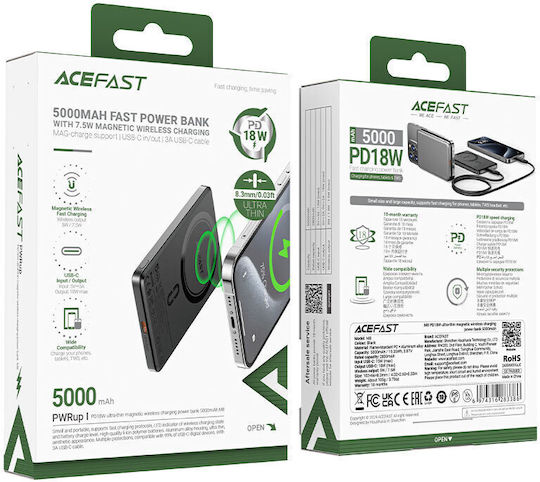 Hoco Acefast M8 Power Bank 5000mAh 20W with USB-C Port Power Delivery Black vue 5