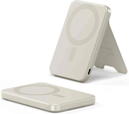 Satechi OntheGo MagSafe Power Bank 5000mAh 15W with USB-C Port Beige view 1