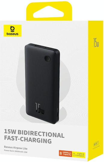 Baseus Air Lite Power Bank 10000mAh 15W with USB-A Port and USB-C Port Black view 6