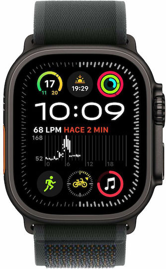Apple Watch Ultra 2 Titanium 49mm Waterproof with eSIM and Heart Rate Monitor (Black with Black Trail Loop (S/M))