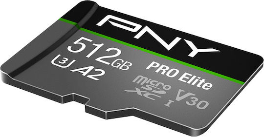 PNY Pro Elite microSDXC 512GB U3 V30 A2 UHS-I 100MB/s Memory Card with Adapter view 2