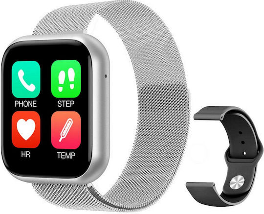 Smartwatch Fitness Bracelet Cristal Time80 Fashion Silver 1.3 Inch Ips Color Tft Display Heart Rate Measurement Sleep Monitoring Music Photos Calls Message Reminder Unique Design Silicone Bracelet view 1