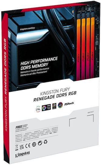 Kingston Fury Renegade RGB DDR5 48GB RAM with 2x24GB Modules and Speed 6400 for Desktop KF564C32RSAK2-96 vue 2