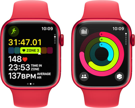 Apple Watch Series 9 Aluminium 45mm Waterproof with Heart Rate Monitor ((PRODUCT)RED Sport Band (M/L)) view 8