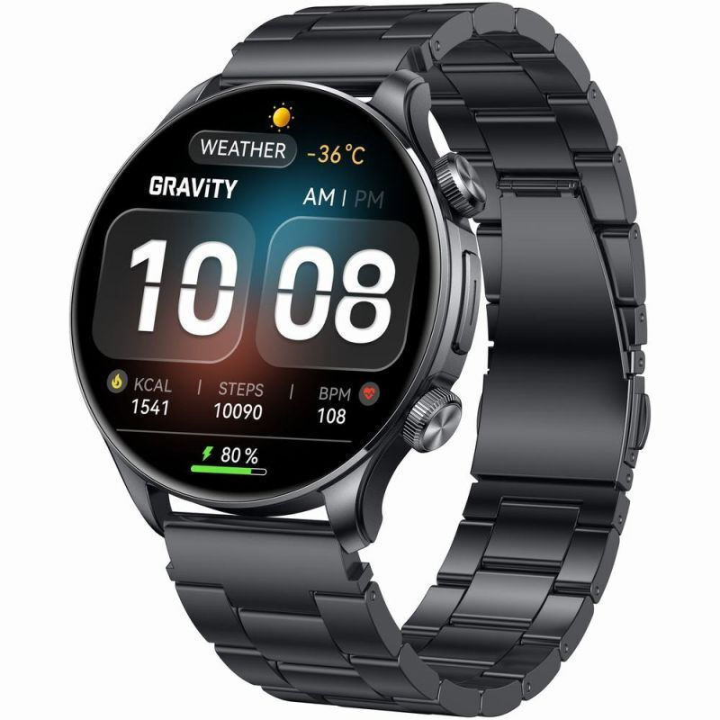 Gravity GT35-2 50mm Smartwatch with Heart Rate Monitor Black view 3