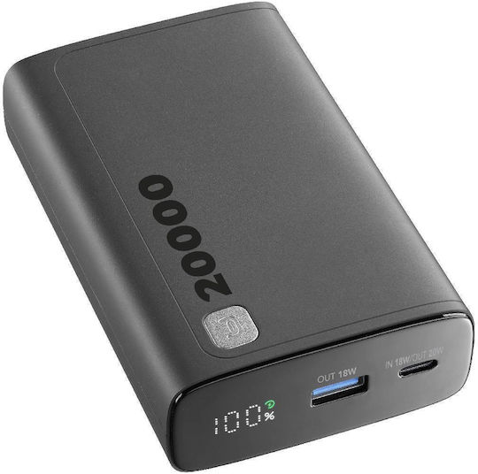 Cellular Line ELITE Power Bank 20000mAh 18W with USB-A Port and USB-C Port Black view 1