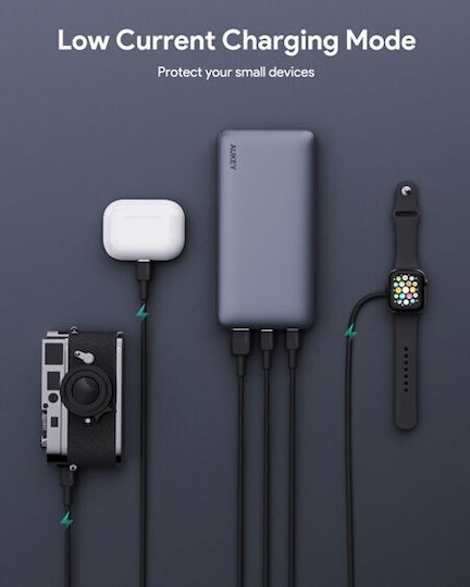 Aukey PB-Y43 Power Bank 20000mAh 65W with USB-A Port and 3 USB-C Ports Power Delivery Black vista 7