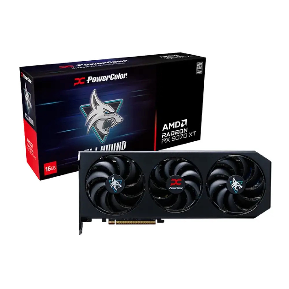 PowerColor Radeon RX 9070 XT 16GB GDDR6 Hellhound Graphics Card view 1