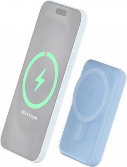 BigBen Connected MagSafe Power Bank 5000mAh 10W with USB-A Port and USB-C Port Blue view 4