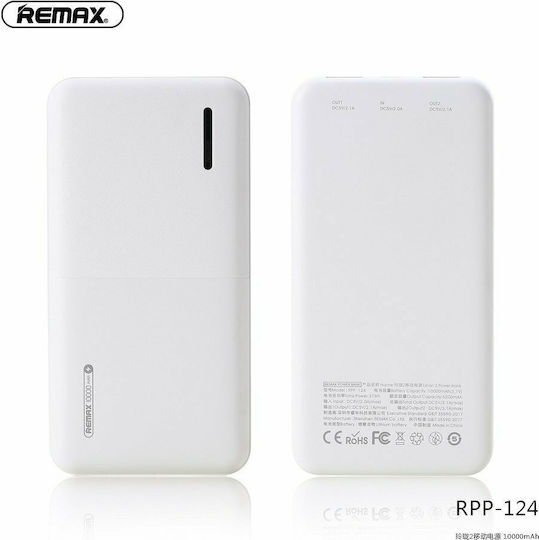Remax RPP-124 Power Bank 10000mAh with 2 USB-A Ports White