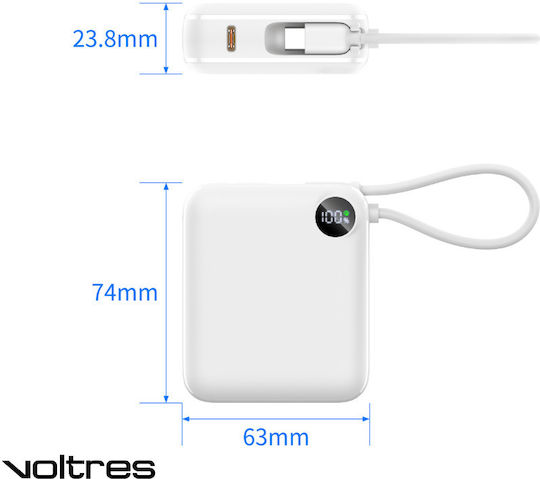 Voltres Power Bank 10000mAh 22.5W with USB-C Port Black view 8