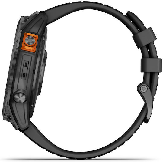Garmin Fenix 7X Pro Solar Stainless Steel 51mm Waterproof Smartwatch with Heart Rate Monitor (Slate Grey with Black Band) view 8
