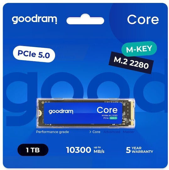 GoodRAM SSD 1TB M.2 Type With PCI Express 5.0 Connection SSDR-GRC01-1K0-80