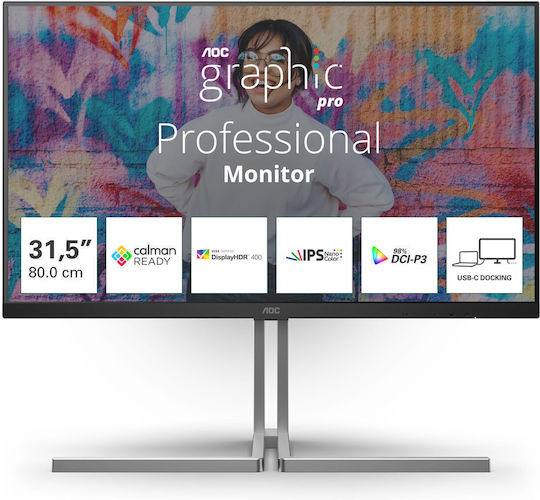 AOC U32U3CV IPS HDR Monitor 32" 4K 3840x2160 with Response Time 4ms GTG