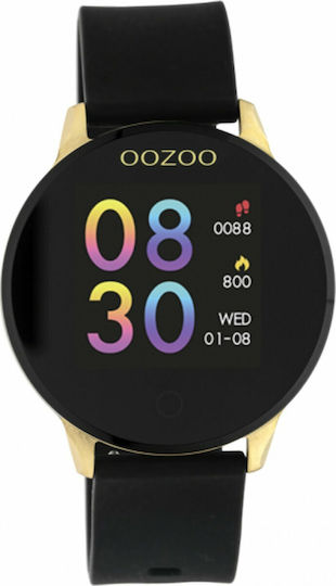 Oozoo Q00120 Stainless Steel 43mm Smartwatch with Heart Rate Monitor (Gold / Black) view 2