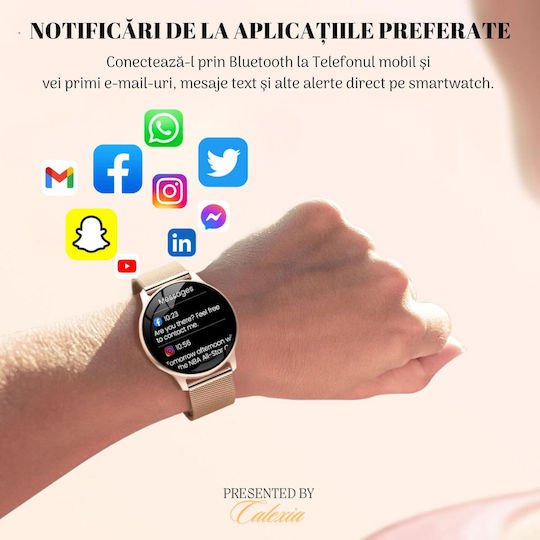 Ceas Y11 42mm Smartwatch with Heart Rate Monitor (Gold) view 5
