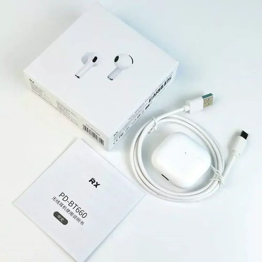 Proda PD-BT660 Earbud Bluetooth Handsfree Earphones with Charging Case White view 3