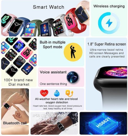 XW78+ PRO Aluminium 44mm Smartwatch with Heart Rate Monitor (Red) view 3
