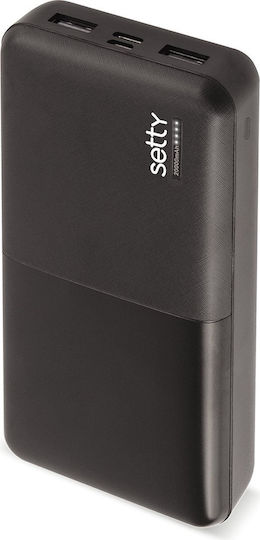 Setty R Power Bank 20000mAh with 2 USB-A Ports Black view 1