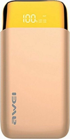 Awei P52K Power Bank 10000mAh with 2 USB-A Ports Gold